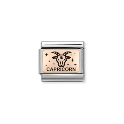 Charms Nomination Italy Composable Zodiaque en acier et or rose, Capricorne