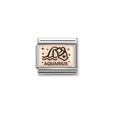 Charms Nomination Italy Composable Zodiaque en acier et or rose, Verseau