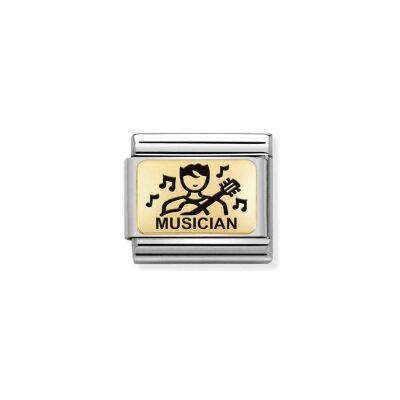 Charms Nomination Italy Composable Classic en acier et or jaune, Musicien