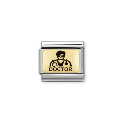 Charms Nomination Italy Composable Classic en acier et or jaune, Docteur