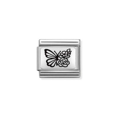 Charms Nomination Italy Composable en acier et argent, Papillon