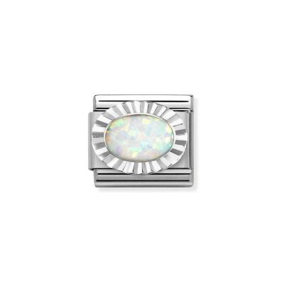 Charms Nomination Italy Composable Pierres en acier, argent et opale