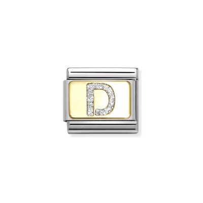 Charms Nomination Italy Composable Alphabet en acier, or jaune et émail, D