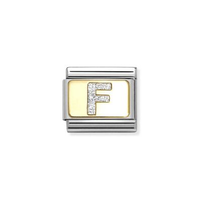 Charms Nomination Italy Composable Alphabet en acier, or jaune et émail, F