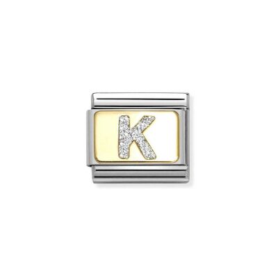 Charms Nomination Italy Composable Alphabet en acier, or jaune et émail, K