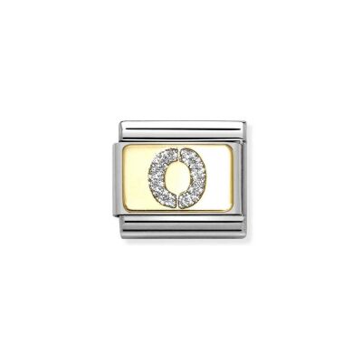 Charms Nomination Italy Composable Alphabet en acier, or jaune et émail, O