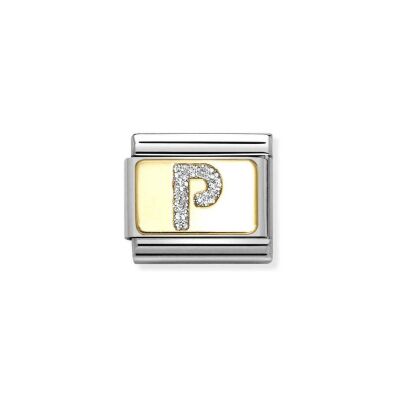 Charms Nomination Italy Composable Alphabet en acier, or jaune et émail, P