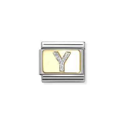 Charms Nomination Italy Composable Alphabet en acier, or jaune et émail, Y