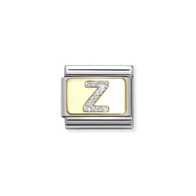 Charms Nomination Italy Composable Alphabet en acier, or jaune et émail, Z