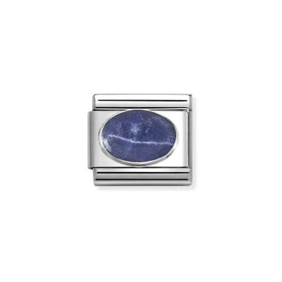 Charms Nomination Italy Composable Classic en acier, argent et sodalite, Sodalite mat