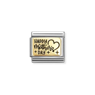 Charms Nomination Italy Composable Classic en acier et or jaune, Happy Mother's day