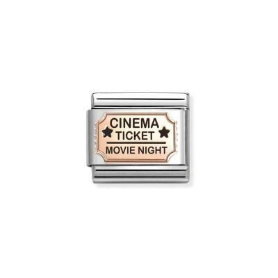 Charms Nomination Italy Composable Classic en acier et or rose, émail, Billet de cinéma