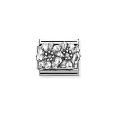 Charms Nomination Italy Composable Symboles en acier, argent et oxydes de zirconium, Fleurs