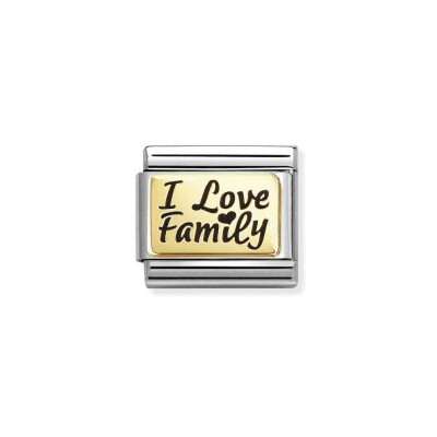Charms Nomination Italy Composable Classic en acier et or jaune, I love family