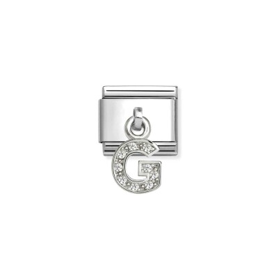 Charms Nomination Italy Composable Alphabet en acier, argent et oxydes de zirconium, G