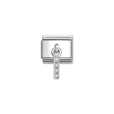 Charms Nomination Italy Composable Alphabet en acier, argent et oxydes de zirconium, I