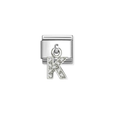 Charms Nomination Italy Composable Alphabet en acier, argent et oxydes de zirconium, K