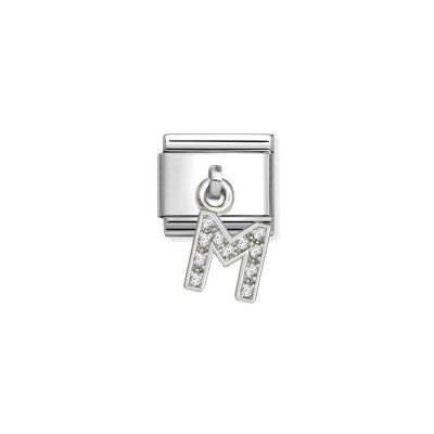Charms Nomination Italy Composable Alphabet en acier, argent et oxydes de zirconium, M