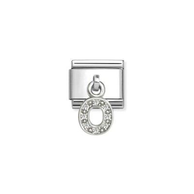 Charms Nomination Italy Composable Alphabet en acier, argent et oxydes de zirconium, O