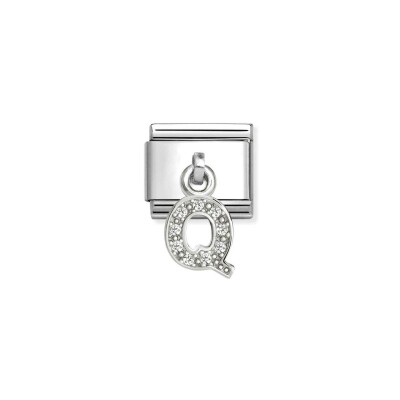 Charms Nomination Italy Composable Alphabet en acier, argent et oxydes de zirconium, Q