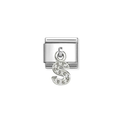 Charms Nomination Italy Composable Alphabet en acier, argent et oxydes de zirconium, S