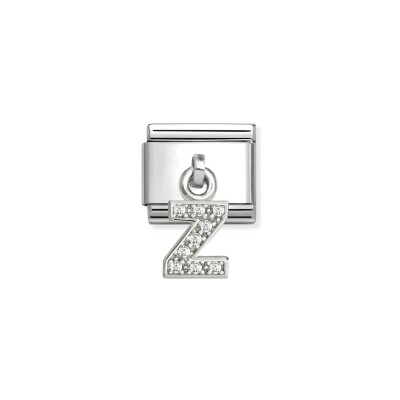 Charms Nomination Italy Composable Alphabet en acier, argent et oxydes de zirconium, Z
