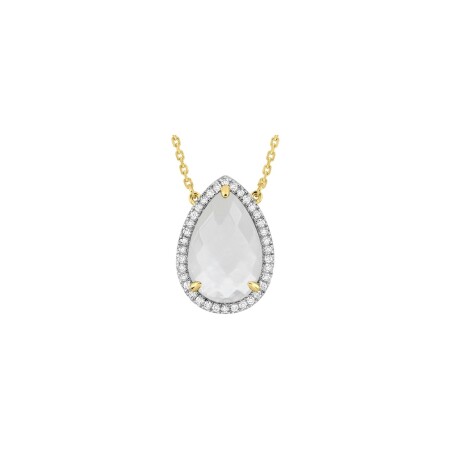 Collier Morganne Bello Alma en or jaune, nacre blanche et diamants