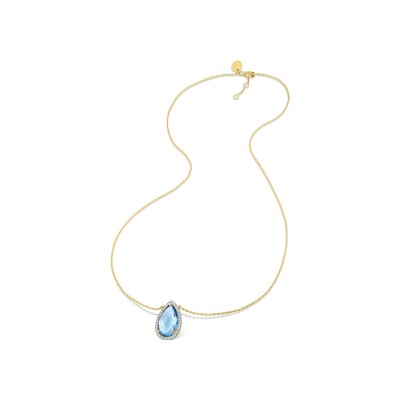 Collier Morganne Bello Alma en or jaune, topaze bleue et diamants