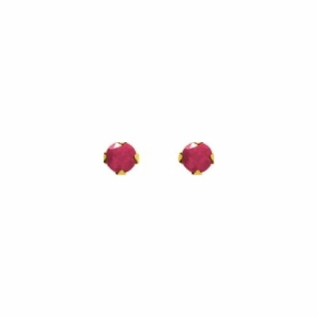 Boucles d'oreilles en or jaune et rubis