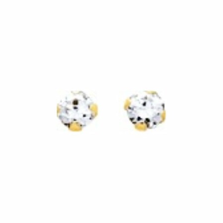 Boucles d'oreilles clou en or jaune et oxyde de zirconium, 2.5mm