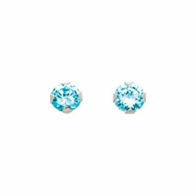 Boucles d'oreilles en or blanc et topaze bleue