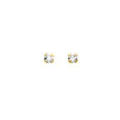 Puces d'oreilles 4 griffes en or jaune et oxydes de zirconium, 2mm