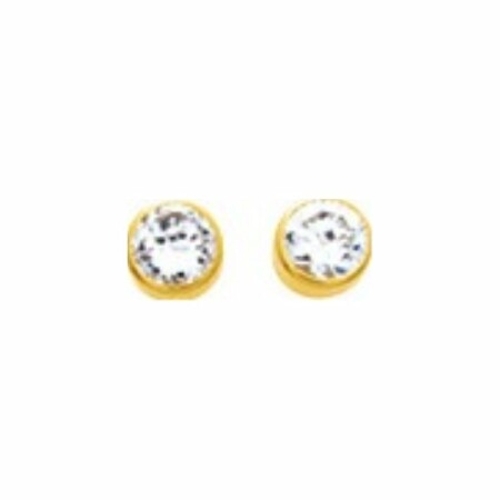 Boucles d'oreilles en or jaune et oxyde de zirconium