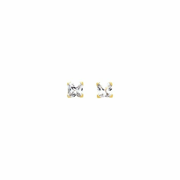 Boucles d'oreilles en or jaune et oxydes de zirconium