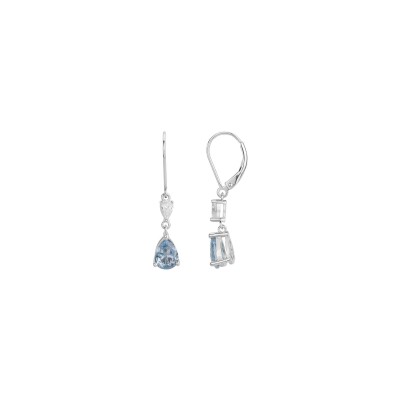 Boucles d'oreilles Griffe Rouge en argent, topaze synthétique et oxydes de zirconium