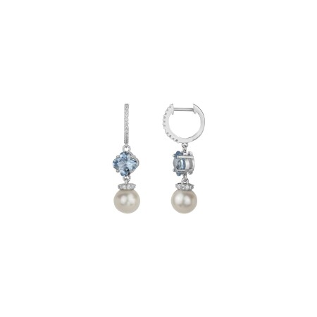 Boucles d'oreilles Griffe Rouge en argent, perles d'eau douce et oxydes de zirconium