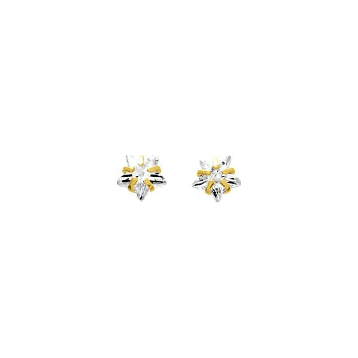 Puces d'oreilles étoiles en or jaune et oxydes de zirconium, 6mm