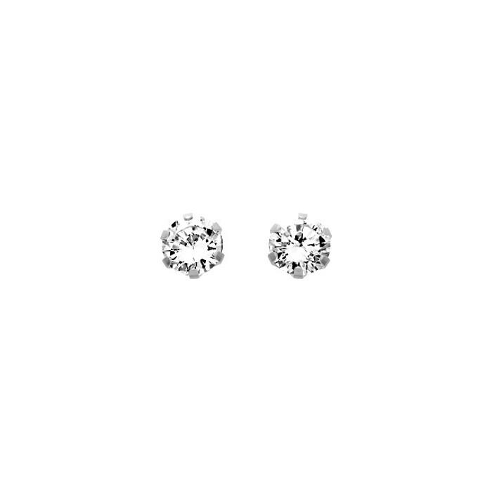 Puces d'oreilles 6 griffes en or blanc et oxydes de zirconium, 7mm