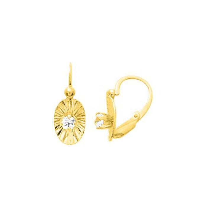 Boucles d'oreilles en or jaune et oxydes de zirconium