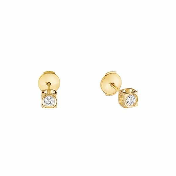 dinh van Le Cube Diamant earrings, yellow gold, diamonds, medium size