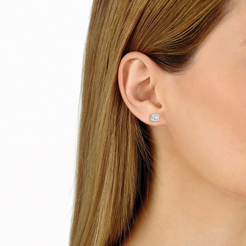 Dinh van Le cube Diamant earrings medium model, white gold and diamonds