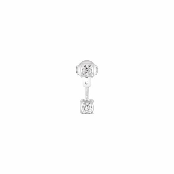 Mono boucle d'oreille créole dinh van Le Cube Diamant en or blanc et diamants