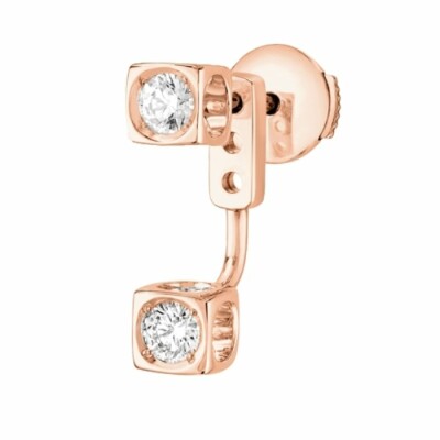 Mono boucle d'oreille dinh van Le Cube Diamant en or rose et diamant