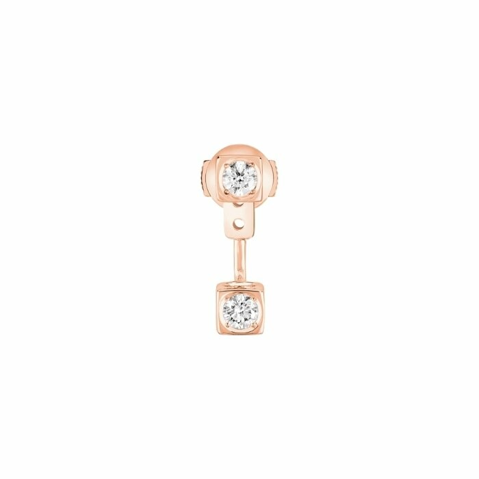 Mono boucle d'oreille dinh van Le Cube Diamant en or rose et diamant