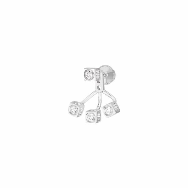 Mono boucle d'oreille créole dinh van Le Cube Diamant en or blanc et diamants