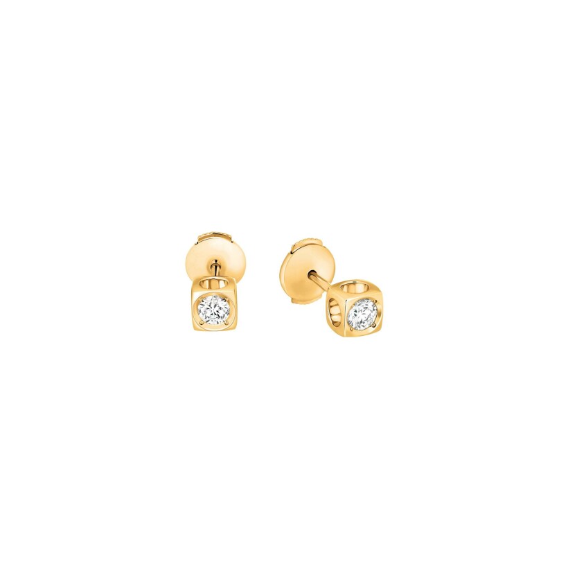 Le Cube Diamant large model earrings, yellow gold, diamonds