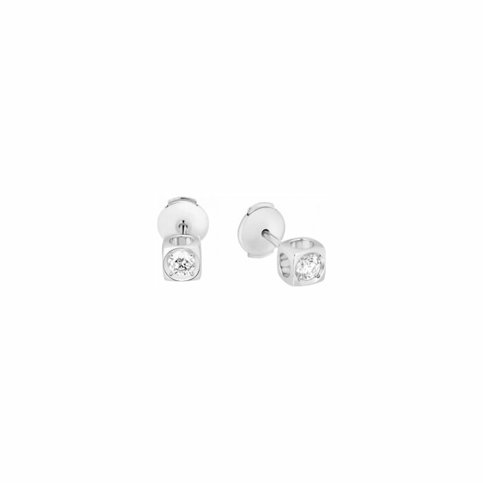 Boucles d'oreilles dinh van Le Cube Diamant grand modèle en or blanc et diamants