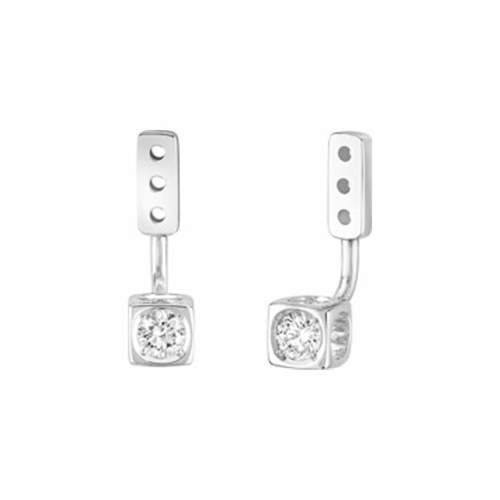 Boucles d'oreilles dinh van Le Cube Diamant en or blanc et diamants moyen modèle