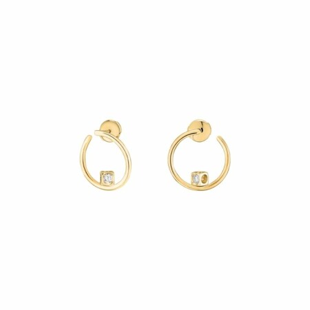 Boucles d'oreilles créoles dinh van Le Cube Diamant en or jaune et diamants