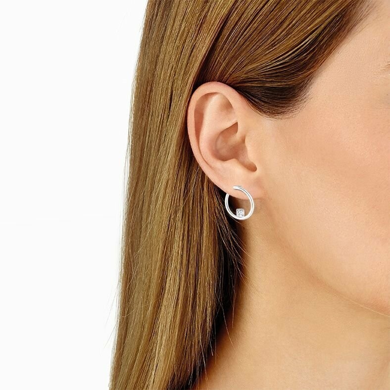 dinh van Le Cube Diamant creole earrings, white gold, diamonds